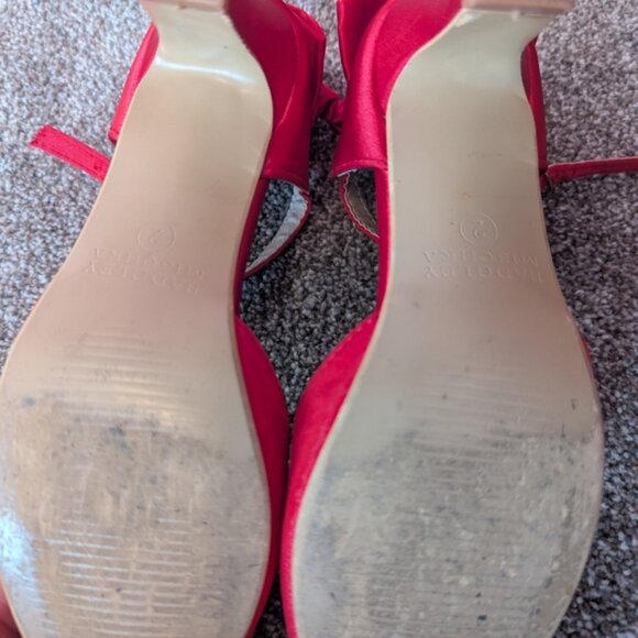 Badgley Mischka Red Satin Heels - Picture 6 of 9